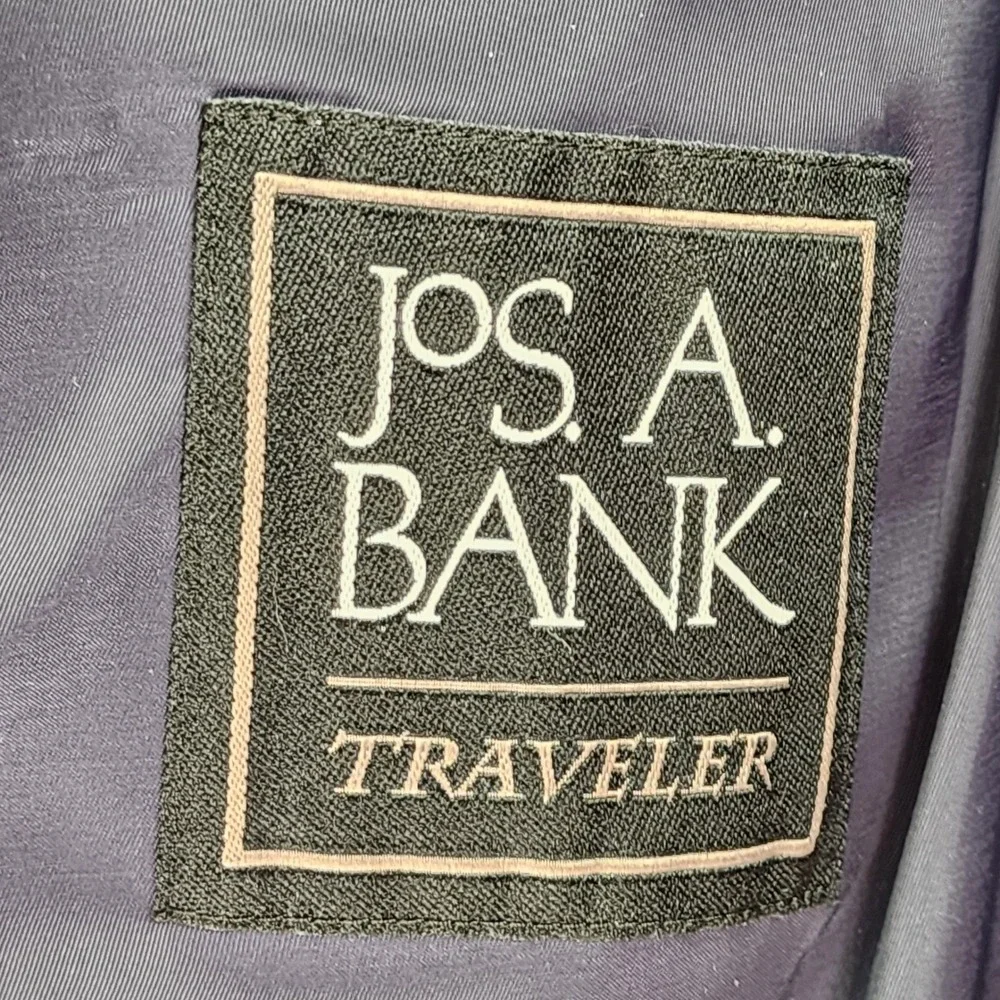 Jos A Bank Traveler Blazer Mens 41R Blue Glen Plaid 100% Wool Sport Coat Classic